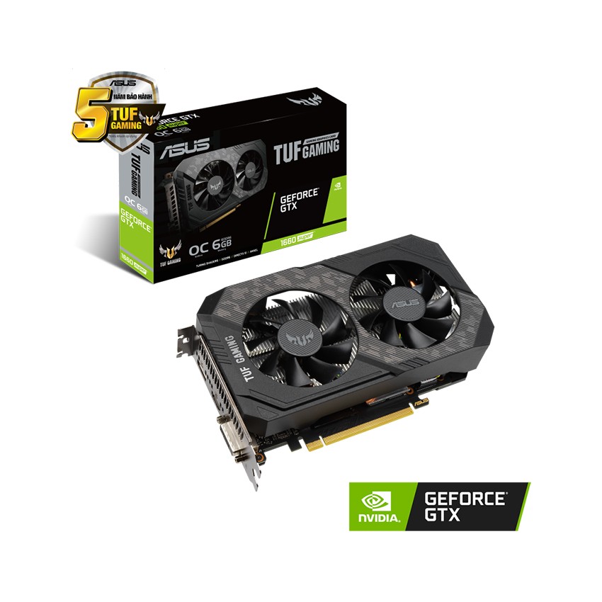 CARD MÀN HÌNH ASUS TUF GTX 1660 SUPER-O6G GAMING (6GB GDDR6, 192-BIT, DVI+HDMI+DP, 1X8-PIN)