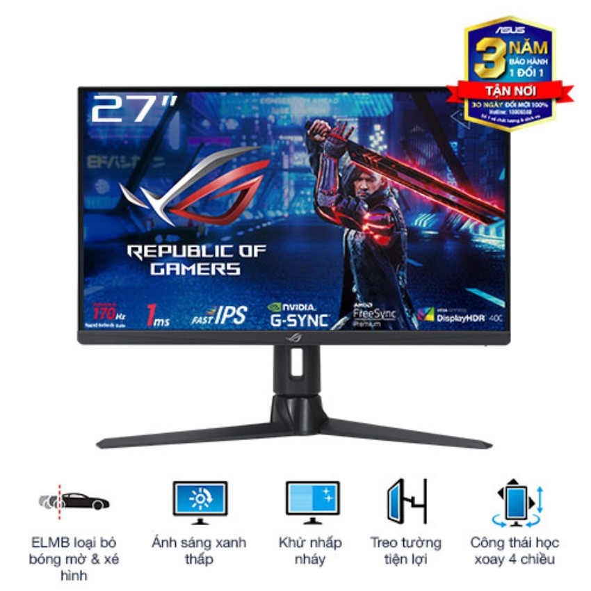 MÀN HÌNH GAMING ASUS ROG STRIX XG276Q (27 INCH/FHD/FAST IPS/170HZ/1MS)