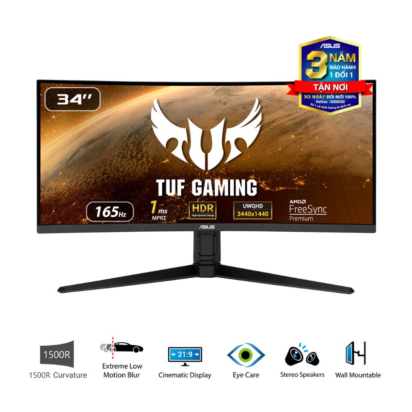 MÀN HÌNH GAMING ASUS TUF VG34VQL3A (34 INCH/WQHD/VA/180HZ/1MS/LOA/CONG)