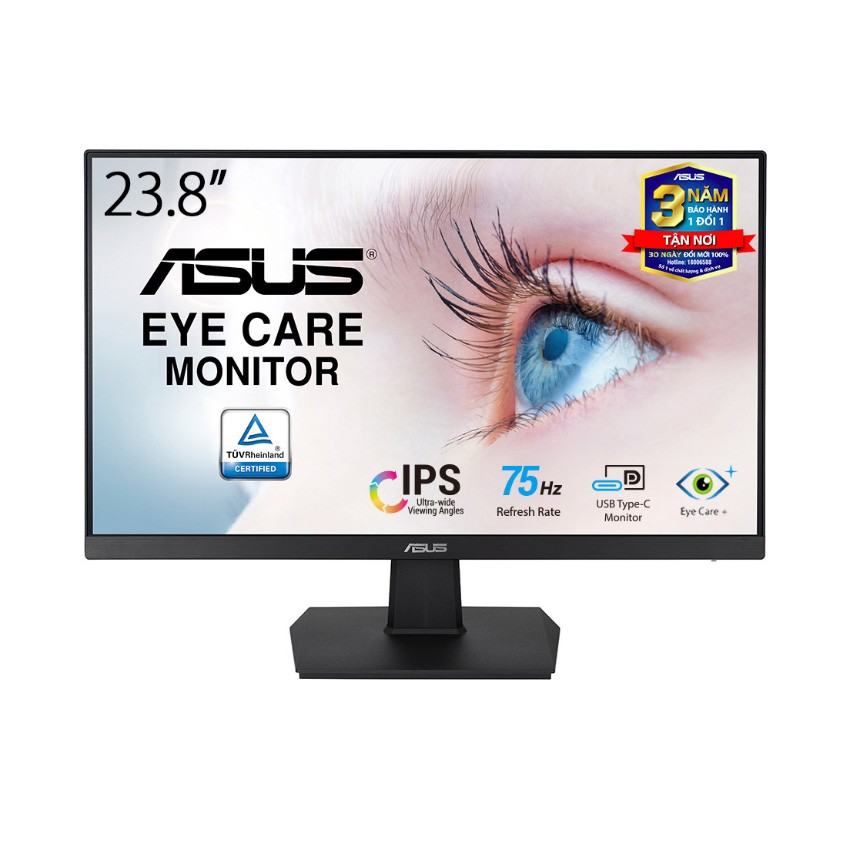 MÀN HÌNH ASUS VA24ECE (23.8 INCH/FHD/IPS/75HZ/5MS/USB TYPEC)