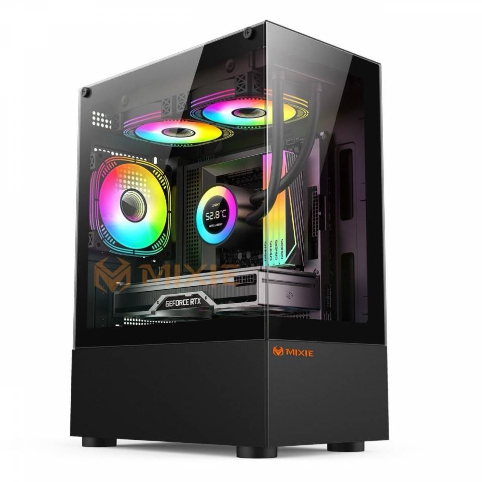 VỎ CASE MÁY TÍNH VĂN PHÒNG/GAMING BỂ CÁ TRONG SUỐT MIXIE NEMO 20 - MÀU ĐEN