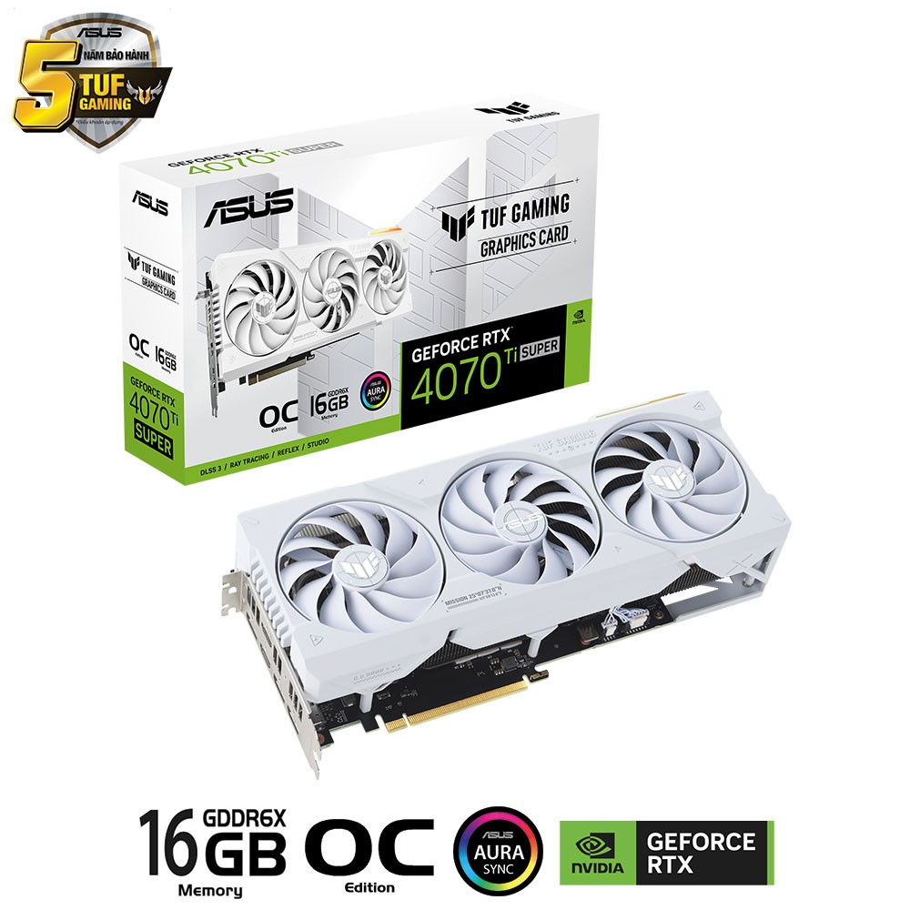 Card màn hình ASUS TUF Gaming GeForce RTX 4070 Ti SUPER 16GB GDDR6X White OC